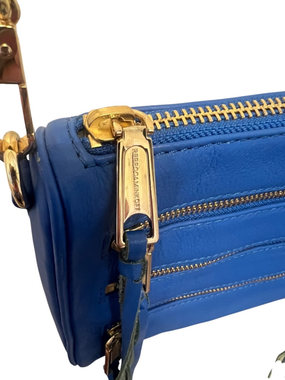 Rebecca Minkoff Mini 5-Zip Rocker Leather Crossbody Bag Electric Blue - Picture 6 of 13
